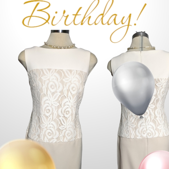 SD Collection, Luxury Sleeveless Cream and white Lace Dress Size 6 - Picture 5 of 12